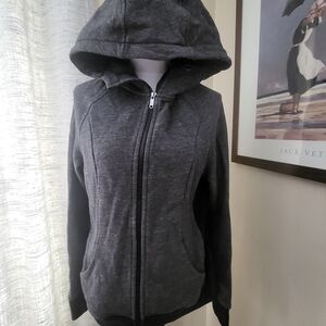 Women’s Charcoal Hooded Zip-Front Jacket